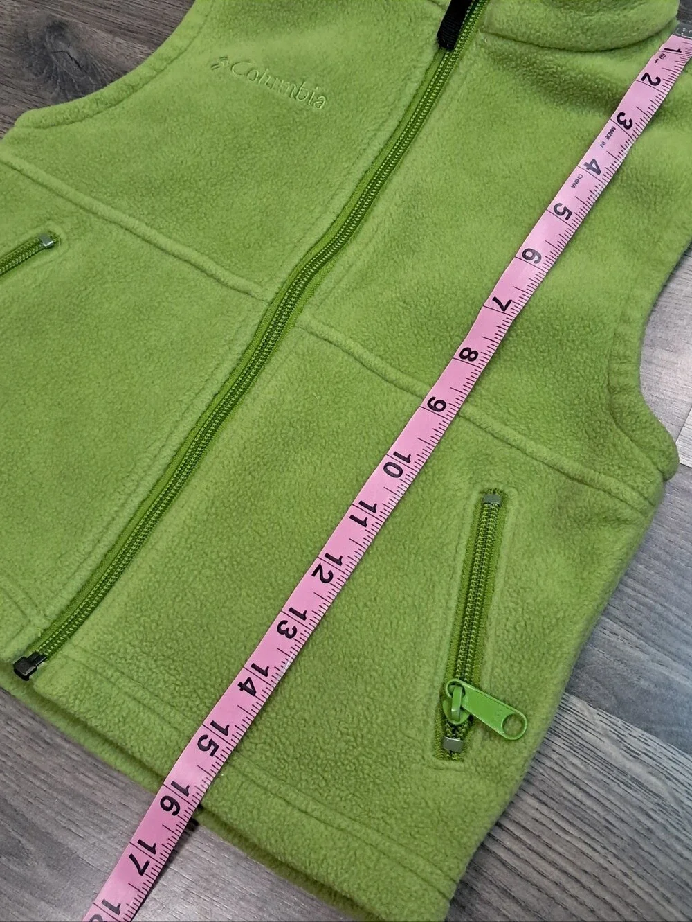 Columbia Vest Youth 4-5 Green Full Zip Fleece Vest